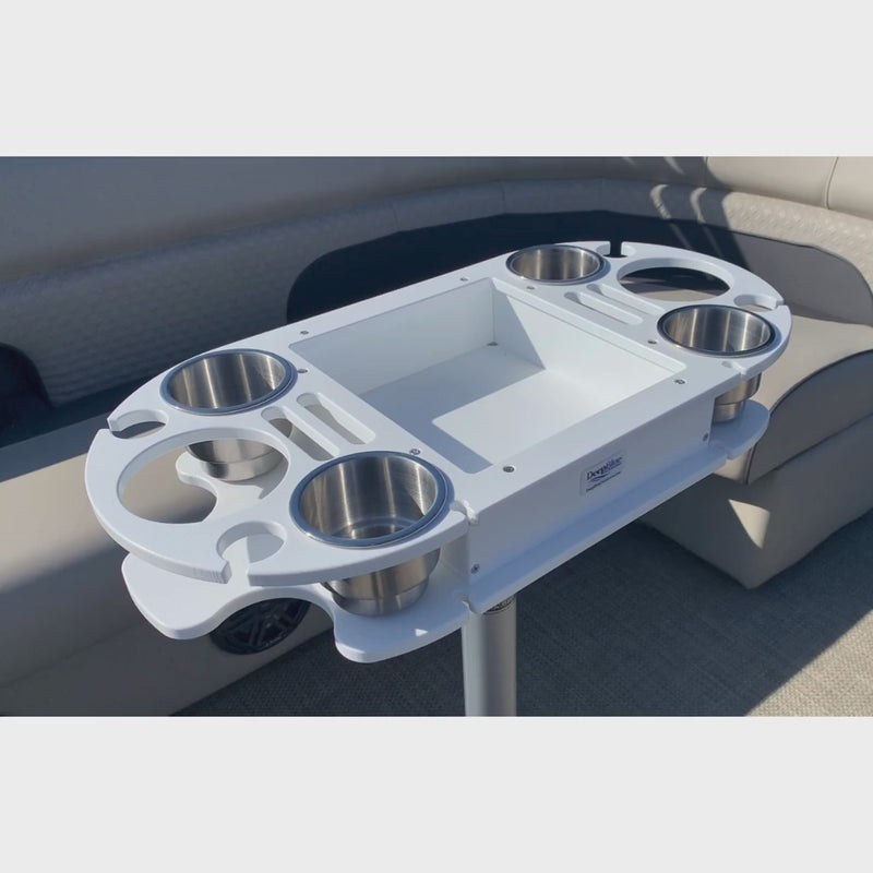 Load and play video in Gallery viewer, Boat and Pontoon Table – USA Made | Marine Grade with Cup Holders
